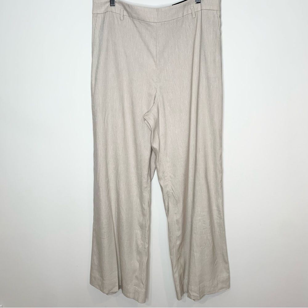 NWT Ann Taylor Wide Leg Linen Blend Neutral Pant Trouser 14